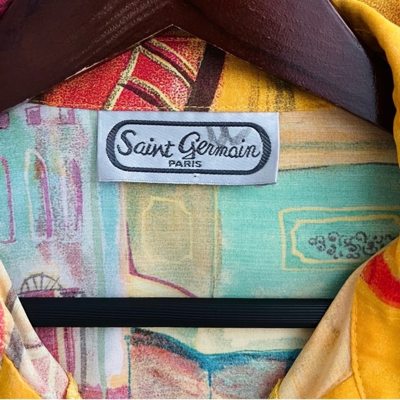 Vintage Saint Germain Paris Oversized Button Up Top Wearable Art - Picture 12 of 13